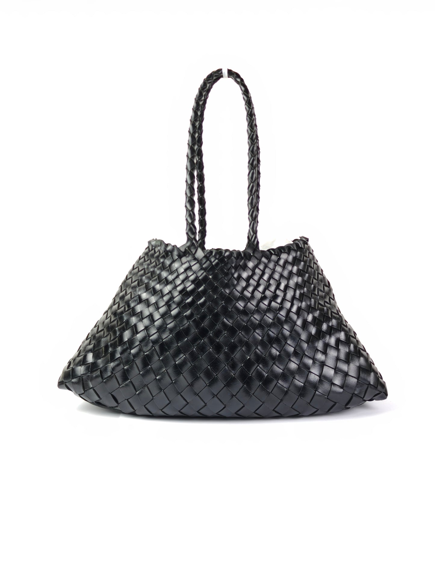 Leah - (GROSSE LANGE GRIFFE) Gewebte Tragetasche aus Leder