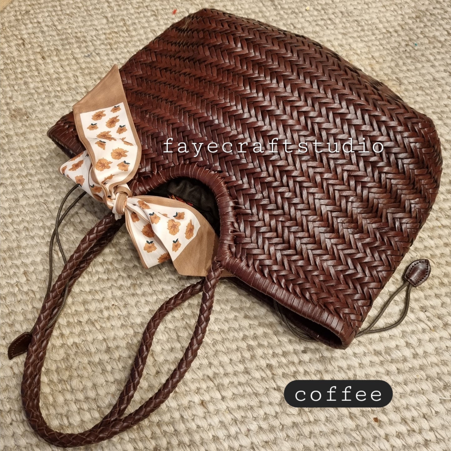 Phoebe - LARGE 100% handmade genuine TOP LAYER cowhide woven leather shoulder bag