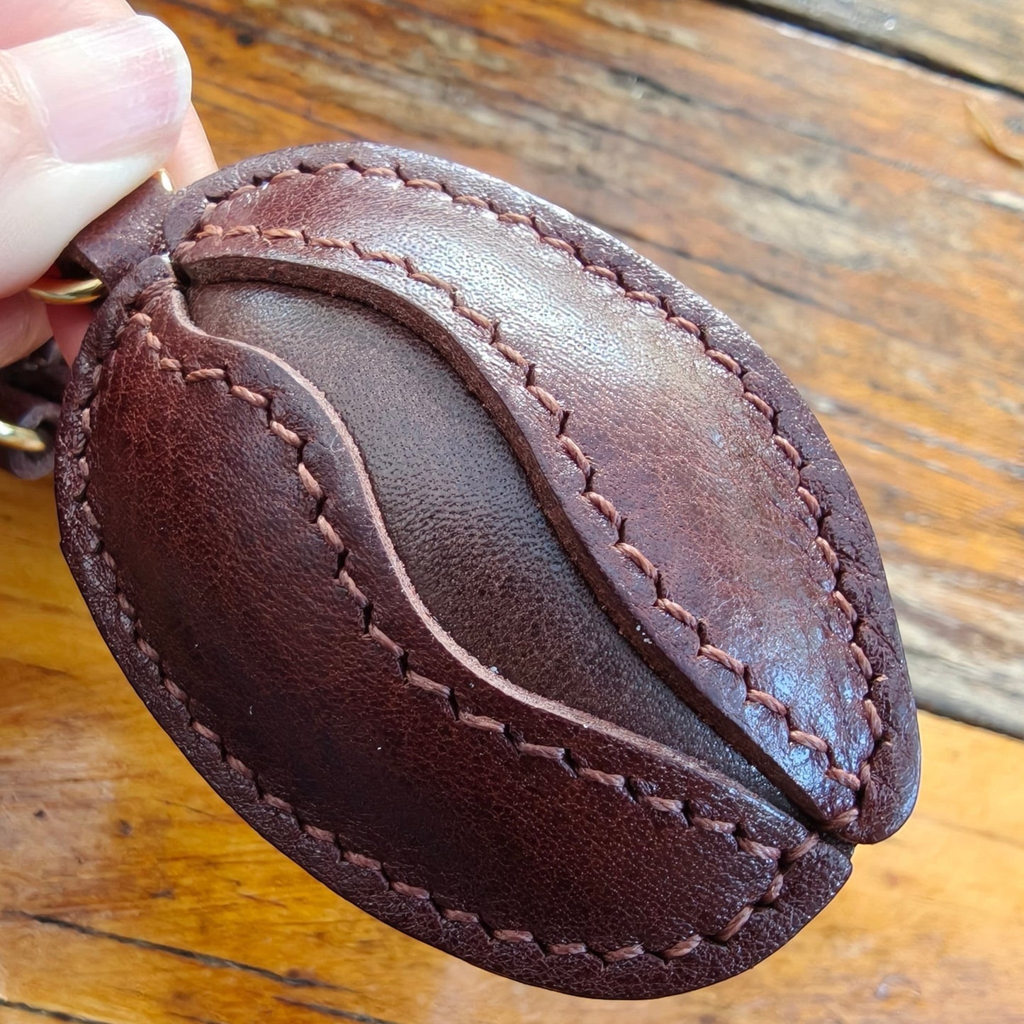 Coffee Bean Handmade Leather Bag Charm