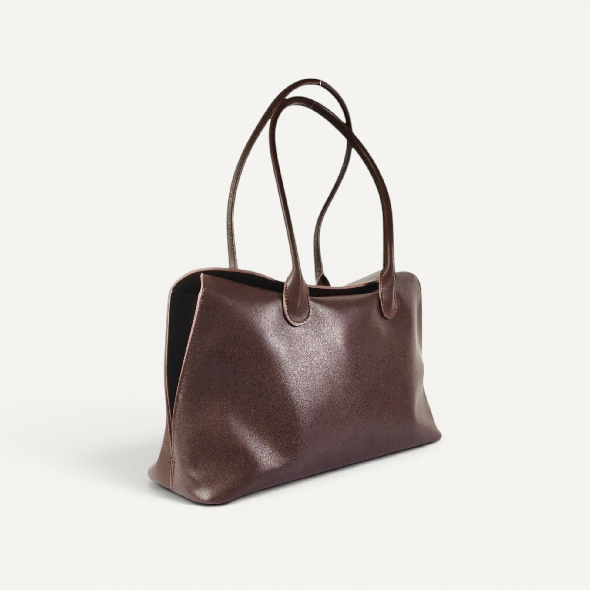 FayeCreations Valentina Tote in Coffee – genuine leather structured tote bag
