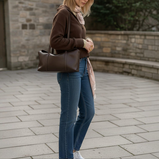 Ashley Shoulder Bag in genuine cowhide leather with spacious interior and magnetic closure